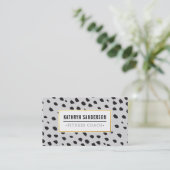 Carte De Visite CHIC paint dabs traits points noir or gris pâle (Debout devant)