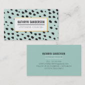 Carte De Visite CHIC paint dabs traits points noir or menthe (Devant / Derrière)