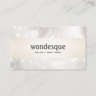 Carte De Visite Chic Parties scintillant Argent Blanc Bokeh Satin