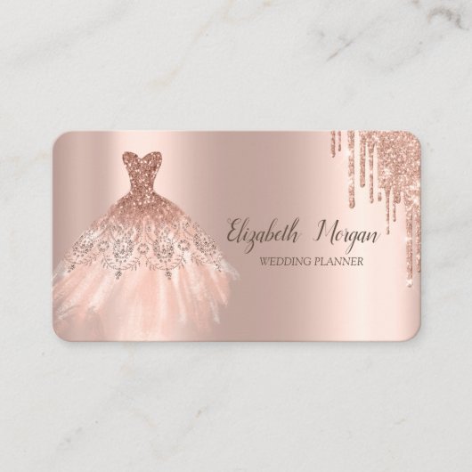 Carte De Visite Chic Parties scintillant Drives Rose Gold (Devant)