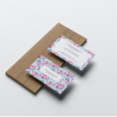 Carte De Visite Chic Pastel Chic Roses Rose Motif Sur Bleu