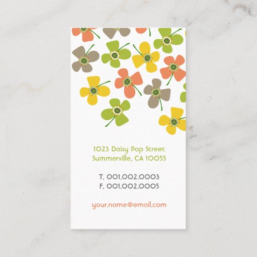 Carte De Visite Chic Pastels Daisies Pop Fleurs d'été Whimsical (Dos)