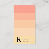 Carte De Visite Chic Peach Ombre Classic Monogramme QR Code (Devant)