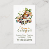 Carte De Visite Chic Piano enseignant aquarelle Art (Devant)