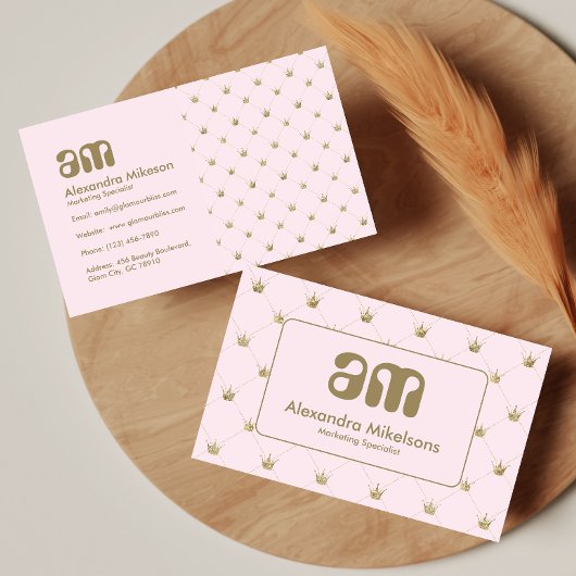 Carte De Visite Chic Pink Crown Luxury