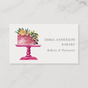 CARTE DE VISITE CHIC PINK FLORAL CAKE PATISSERIE CUPCAKE BAKERY