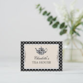 Carte de visite Chic Pink Teapot Café (Debout devant)
