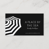 Carte De Visite Chic Plage Rayé Parapluie Boutique Noir (Devant)
