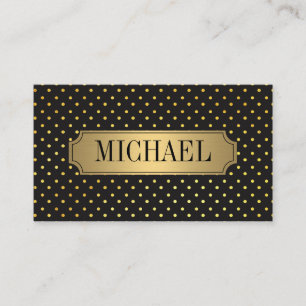 Carte De Visite Chic Polka Motif Luxe Gold Metallic