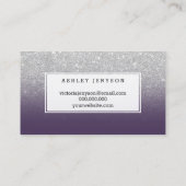 Carte De Visite Chic pourpre de parties scintillantes d'argent de (Dos)