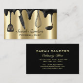 Carte De Visite Chic Professional Personal Chef Catering Gold   (Devant / Derrière)