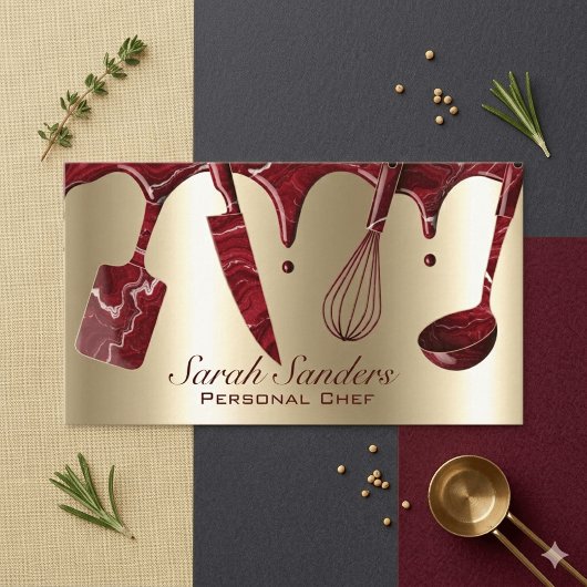 Carte De Visite Chic Professional Personal Chef Catering Gold