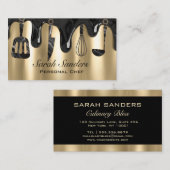 Carte De Visite Chic Professional Personal Chef Catering Gold (Devant / Derrière)