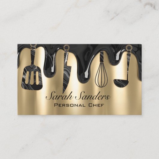 Carte De Visite Chic Professional Personal Chef Catering Gold (Devant)
