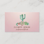 Carte De Visite Chic professionnel Aquarelle Cactus (Devant)