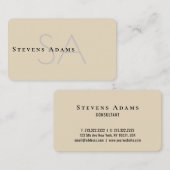 Carte De Visite Chic Professionnel Beige Monogramme (Devant / Derrière)