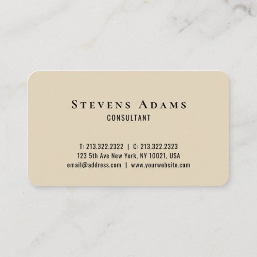 Carte De Visite Chic Professionnel Beige Monogramme (Dos)