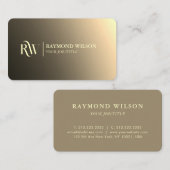 Carte De Visite Chic professionnel dégradé Faux or Monogramme (Devant / Derrière)