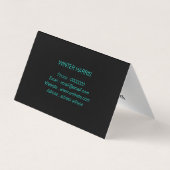 Carte De Visite Chic professionnel noir artistique (Dos)