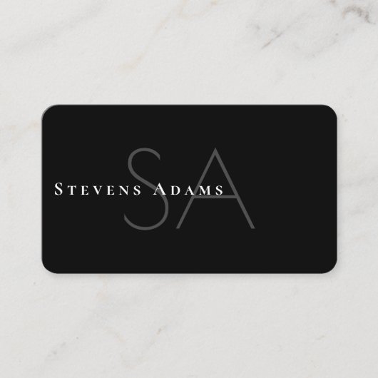 Carte De Visite Chic professionnel noir et blanc Monogramme (Devant)