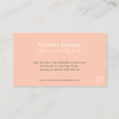 Carte De Visite Chic professionnel simple pêche monogrammed (Dos)