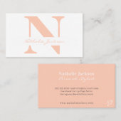 Carte De Visite Chic professionnel simple pêche monogrammed (Devant / Derrière)