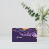 Carte De Visite Chic Purple Agate gold glitter marble Professional (Debout devant)