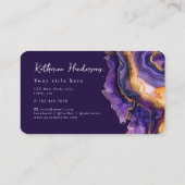 Carte De Visite Chic Purple Agate gold glitter marble Professional (Dos)