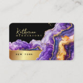 Carte De Visite Chic Purple Agate gold glitter marble Professional (Devant)