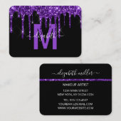 Carte De Visite Chic Purple Driple Parties scintillant Nom du mono (Devant / Derrière)