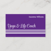 Carte De Visite Chic Purple et White Stripes Professionnel élégant (Devant)