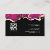 Carte De Visite Chic QR Code rose Black Gold Parties scintillant m (Dos)