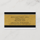 Carte de visite chic rayée noir et blanc avec or (Dos)