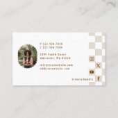 Carte De Visite Chic Retro Checkered Pattern Content Creator Photo (Dos)