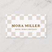 Carte De Visite Chic Retro Checkered Pattern Content Creator Photo (Devant)