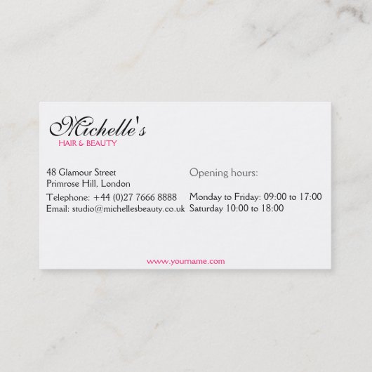 Carte De Visite Chic Retro Pink Polka Dot Lunettes de soleil Beaut (Dos)