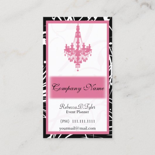 carte de visite chic rose (Devant)