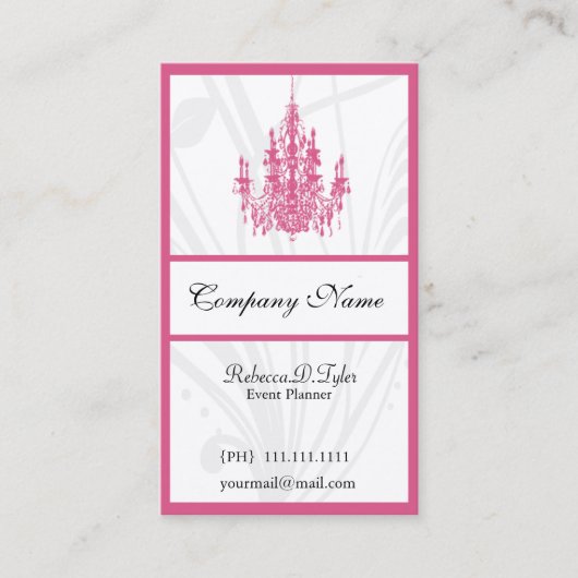 carte de visite chic rose (Devant)