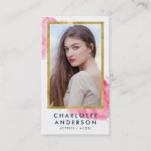 Carte De Visite Chic rose Aquarelle Faux Or Photo (Devant)