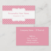 Carte De Visite Chic rose blanc Pois rétro (Devant / Derrière)