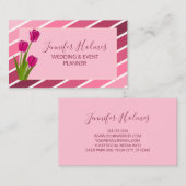 Carte De Visite Chic rose blanc rayures Tulip Floral (Devant / Derrière)