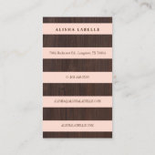 Carte De Visite Chic rose, bois foncé et or élégant Monogramme (Dos)