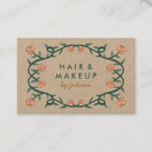 Carte De Visite Chic Rose cadre  floral rose papier Kraft (Devant)