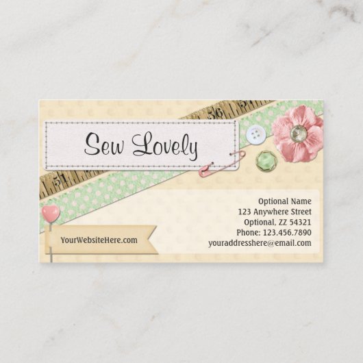 Carte De Visite Chic rose Chic Shabby, Boutons et Ruban (Dos)