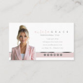 Carte de visite chic rose et blanc argent (Dos)