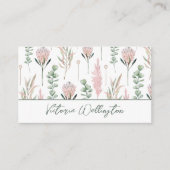 Carte De Visite Chic rose et vert pays Floral QR Code (Devant)