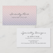 Carte De Visite Chic rose et violet Ombre rayures design mode (Devant / Derrière)