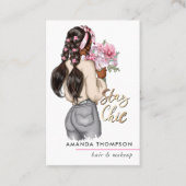 Carte De Visite Chic rose Floral Boss Beauté Mode (Devant)