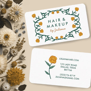 Carte De Visite Chic Rose Frame Floral Gold Crème