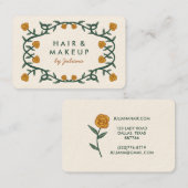 Carte De Visite Chic Rose Frame Floral Gold Crème (Devant / Derrière)